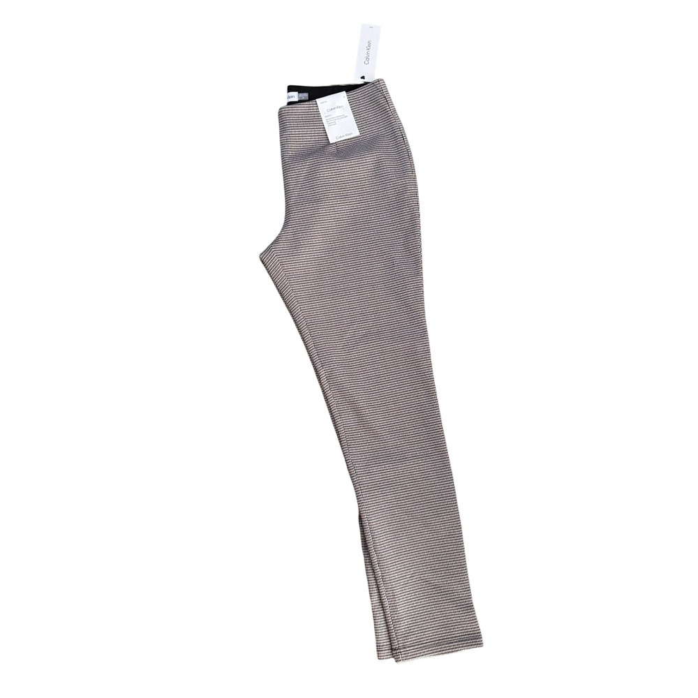 Calvin Klein Womens Houndstooth Slim‎ Tapered Ankle Pants Brown Black Z27PP39J 8